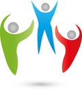 Three people together, team and friends logo, Icon, Button Royalty Free Stock Photo