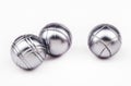 Three petanque balls Royalty Free Stock Photo