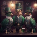 Three Pheasants Celebrating St Patricks Day