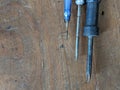 Three Phillips screwdrivers of different sizes Royalty Free Stock Photo