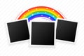 Three photo frames with rainbow background design Royalty Free Stock Photo