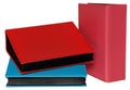 Three photograph albums pink, red and blue color.