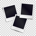 Three photorealistic blank retro photo frames on transparent fone Royalty Free Stock Photo