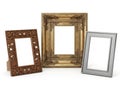 Three picture frames isolated on white background Royalty Free Stock Photo