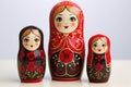 three-piece matryoshka doll, separated to show hierarchy