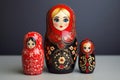 three-piece matryoshka doll, separated to show hierarchy