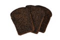 Three pieces of black rye bread, isolated on a white background Royalty Free Stock Photo