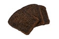 Three pieces of black rye bread, isolated on a white background Royalty Free Stock Photo