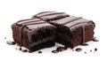 Three pieces of chocolate cake with chocolate drizzle Royalty Free Stock Photo