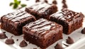 Three pieces of chocolate cake with chocolate drizzle Royalty Free Stock Photo