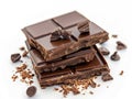 Three pieces of chocolate with chocolate chips on top Royalty Free Stock Photo