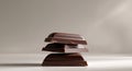 Three pieces of chocolate are stacked on top of each other Royalty Free Stock Photo