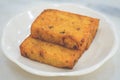 Three pieces of deep fried carrot cake with real carrot bits inside Royalty Free Stock Photo