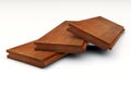 Three pieces of grooved wooden boards