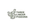 three pigeons logo. Outline pigeons silhouette logo design