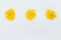 three stacks of pasta on a white background. The concept of a healthy lifestyle.