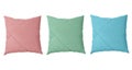 Three pillow isolated on white background with clipping path. Close-up of red, green and blue  pillow isolated on a white Royalty Free Stock Photo