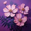 Graceful And Delicate Pink Flower Oil Painting With Contoured Shading