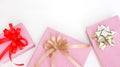 Three pink gift box on a white background Royalty Free Stock Photo