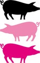 Three pink pigs