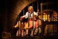 Three pirate characters from the Pirates of the Caribbean ride