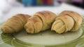 Three Plain croissant on white background HD Royalty Free Stock Photo