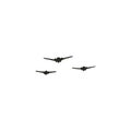 Three planes in flight. Hand drawn vector illustration isolated