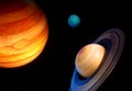 Three planets in space