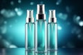 Three Plastic bottle of Cosmetic Beauty Care Cream Gel Serum generative AI