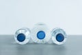 Three plastic bottles full of mineral water lying Royalty Free Stock Photo