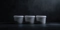 Three Plastic Cups on Table Royalty Free Stock Photo
