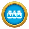 Three plastic jars with gouache icon blue vector isolated Royalty Free Stock Photo