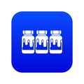Three plastic jars with gouache icon digital blue