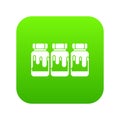 Three plastic jars with gouache icon digital green