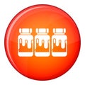 Three plastic jars with gouache icon, flat style Royalty Free Stock Photo
