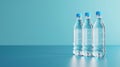 Three Plastic Water Bottles on Blue Background Royalty Free Stock Photo