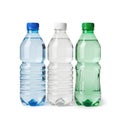 Three plastic water bottles isolated on white background Royalty Free Stock Photo