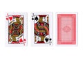 Three playing cards with a pair of jacks revealed.