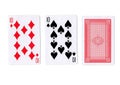 Three playing cards with a pair of tens revealed.