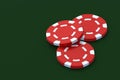 Three playing chips on casino table