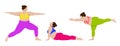Three plus size woman practicing yoga