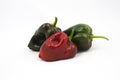 Three poblano chile peppers