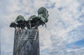 The three poets sculpture at Autonomy Bridge roundabout. By scu