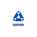 Three Point Element, Blue Triangle Logo Concept, Circle Networking, Human Resource, Social Company Logo Design Template