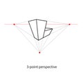 Three Point Perspective Line Drawing study art architecture Royalty Free Stock Photo