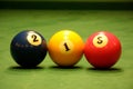 Three pool balls Royalty Free Stock Photo