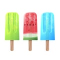 three popsicle ice candy isolated illustration