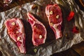 Three Pork Loin Steaks Ready for Cooking