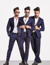 Three poses of an elegant smart casual fashion business man