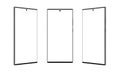 Three positions of a modern square shape smartphone